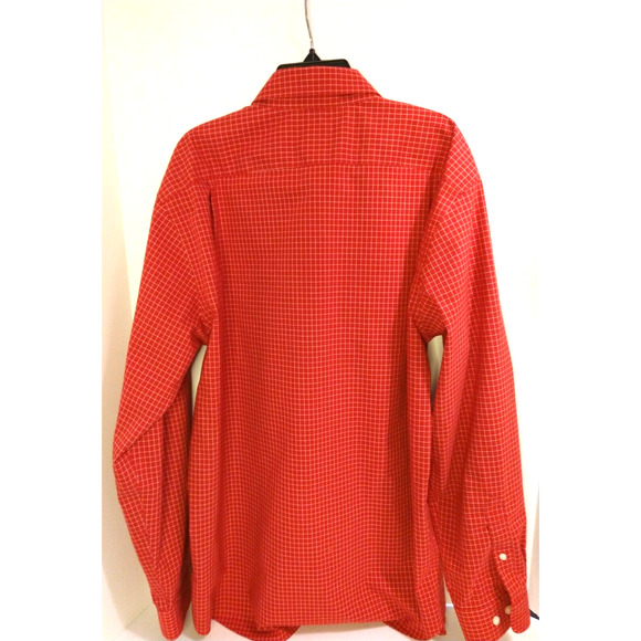 L.L. Bean Men’s M Red White Check Shirt Cotton Button Up Long Sleeve - Picture 3 of 10
